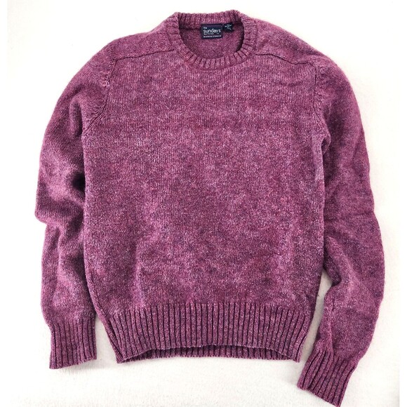 Vintage Sweater Purple Wool Blend Crewneck Womens XL Retro Cozy Knit Granola Y2k - Picture 2 of 9